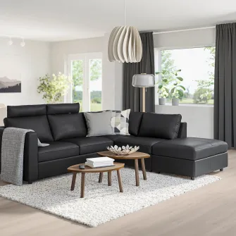 IKEA VIMLE Canapea colt, 4 locuri, capat deschis cu tetiere/Grann/Bomstad negru