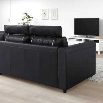 IKEA VIMLE Canapea colt, 4 locuri, capat deschis cu tetiere/Grann/Bomstad negru