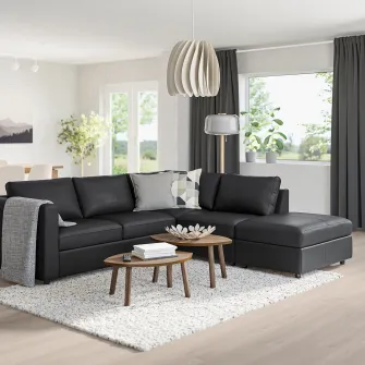 IKEA VIMLE Canapea colt, 4 locuri, capat deschis/Grann/Bomstad negru