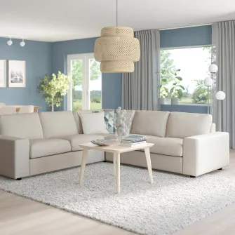 IKEA VIMLE Canapea colt, 4 locuri, cu brate late/Gunnared bej