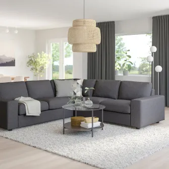 IKEA VIMLE Canapea colt, 4 locuri, cu brate late/Gunnared gri mediu