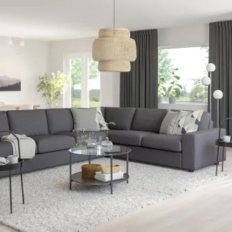 IKEA VIMLE Canapea colt 5 locuri, cu brate late/Gunnared gri mediu