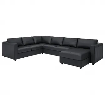 IKEA VIMLE Canapea colt 5 locuri, cu sezlong/Grann/Bomstad negru