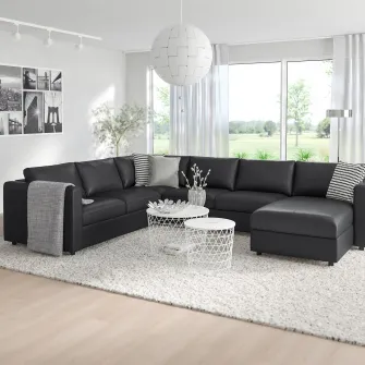 IKEA VIMLE Canapea colt 5 locuri, cu sezlong/Grann/Bomstad negru