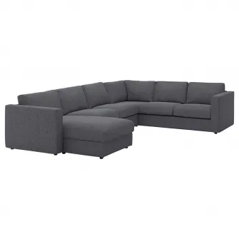 IKEA VIMLE Canapea colt 5 locuri, cu sezlong/Gunnared gri mediu