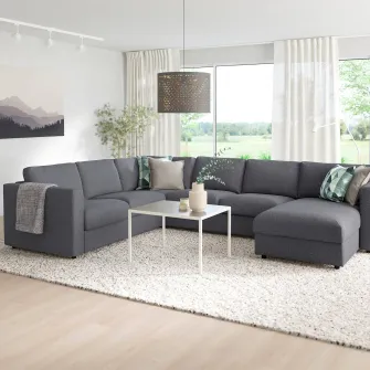 IKEA VIMLE Canapea colt 5 locuri, cu sezlong/Gunnared gri mediu