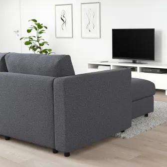 IKEA VIMLE Canapea colt 5 locuri, cu sezlong/Gunnared gri mediu
