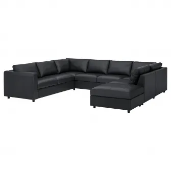 IKEA VIMLE Canapea in forma de U, 6 locuri, capat deschis/Grann/Bomstad negru