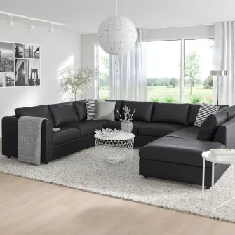 IKEA VIMLE Canapea in forma de U, 6 locuri, capat deschis/Grann/Bomstad negru