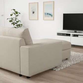 IKEA VIMLE Coltar 5 locuri cu sezlong, cu brate late/Gunnared bej