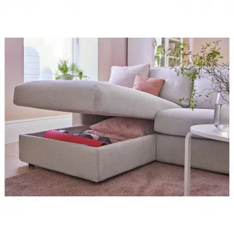 IKEA VIMLE Coltar 5 locuri cu sezlong, cu brate late/Gunnared bej