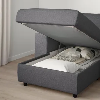 IKEA VIMLE Coltar 5 locuri cu sezlong, cu brate late/Gunnared gri mediu