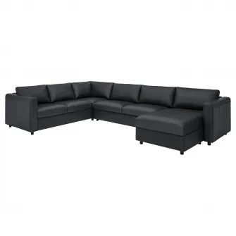 IKEA VIMLE Coltar extensibil 5 locuri+sezlong, Grann/Bomstad negru
