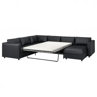 IKEA VIMLE Coltar extensibil 5 locuri+sezlong, Grann/Bomstad negru