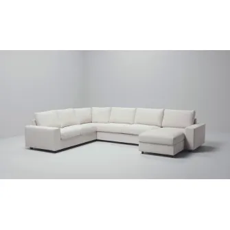 IKEA VIMLE Coltar extensibil 5 locuri+sezlong, cu brate late/Gunnared bej