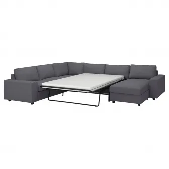 IKEA VIMLE Coltar extensibil 5 locuri+sezlong, cu brate late/Gunnared gri mediu