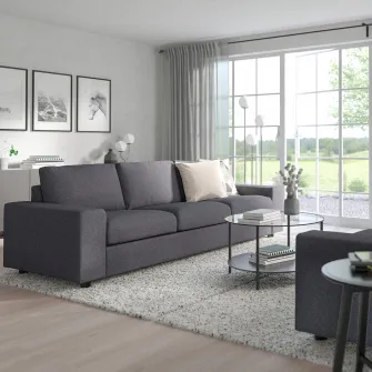 IKEA VIMLE Coltar extensibil 5 locuri+sezlong, cu brate late/Gunnared gri mediu