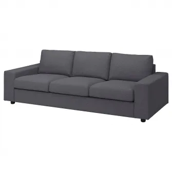 IKEA VIMLE Husa canapea 3 locuri, cu brate late/Gunnared gri mediu