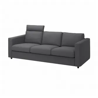 IKEA VIMLE Husa canapea 3 locuri, cu tetiera/Hallarp gri