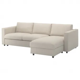 IKEA VIMLE Husa canapea 3 locuri+sezlong, Gunnared bej