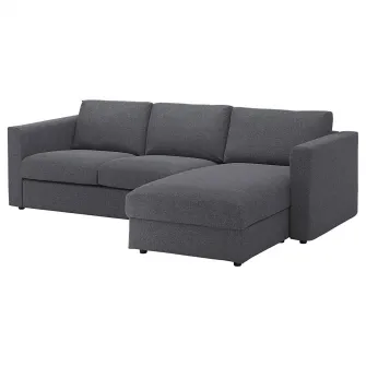 IKEA VIMLE Husa canapea 3 locuri+sezlong, Gunnared gri mediu