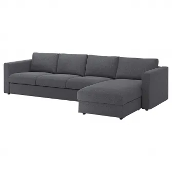 IKEA VIMLE Husa canapea 4 locuri cu sezlong, Gunnared gri mediu