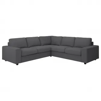 IKEA VIMLE Husa canapea colt 4 locuri, cu brate late/Hallarp gri