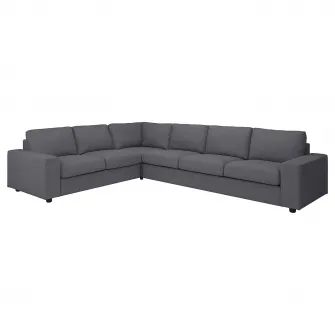 IKEA VIMLE Husa canapea colt 5 locuri, cu brate late/Gunnared gri mediu