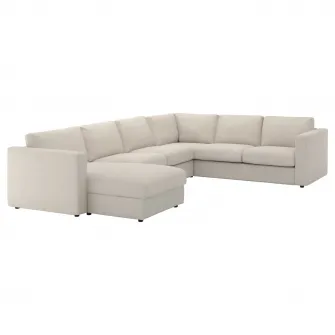 IKEA VIMLE Husa coltar 5 locuri cu sezlong, Gunnared bej