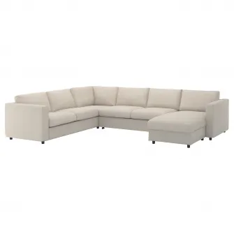 IKEA VIMLE Husa coltar extensibil 5loc+sezlong, Gunnared bej