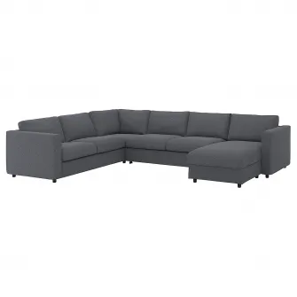 IKEA VIMLE Husa coltar extensibil 5loc+sezlong, Gunnared gri mediu