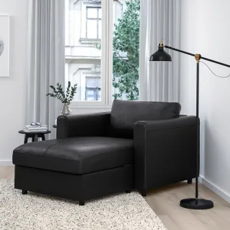 IKEA VIMLE Sezlong, Grann/Bomstad negru