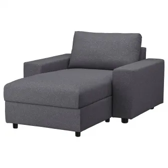 IKEA VIMLE Sezlong, cu brate late/Gunnared gri mediu
