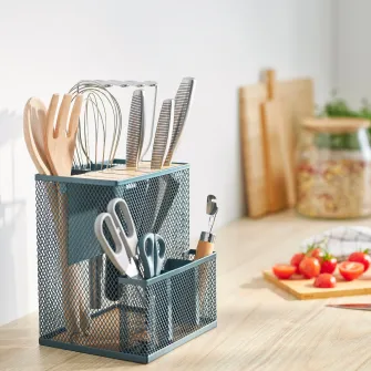 IKEA VIMPELFISK Suport cutite, bambus/gri-turcoaz