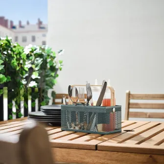 IKEA VIMPELFISK Suport tacamuri, bambus/gri-turcoaz