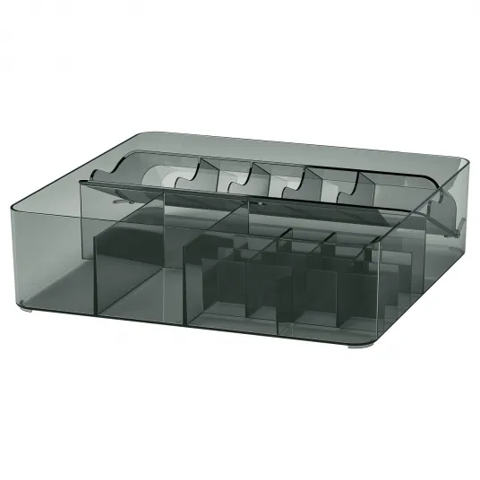 IKEA VISSLAÅN Cutie compartimentata, gri, 32x31x9 cm