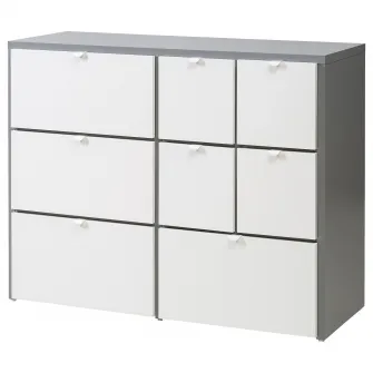 IKEA VISTHUS Comoda 8 sertare, gri/alb, 122x96 cm