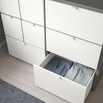 IKEA VISTHUS Comoda 8 sertare, gri/alb, 122x96 cm
