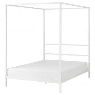 IKEA VITARNA Cadru pat+baldachin, alb/Luröy, 140x200 cm