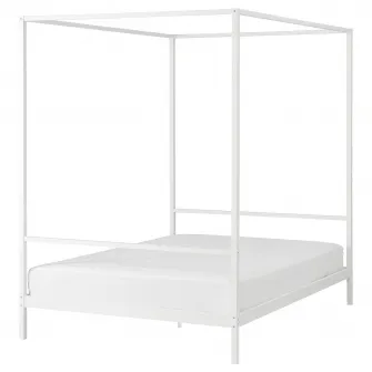 IKEA VITARNA Cadru pat+baldachin, alb/Luröy, 140x200 cm