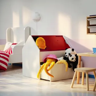 IKEA VITBJÖRN Unitate depozitare + 1 sertar, alb/rosu, 80x55x78 cm