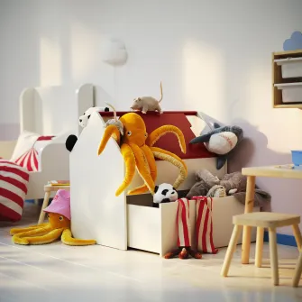 IKEA VITBJÖRN Unitate depozitare + 1 sertar, alb/rosu, 80x55x78 cm