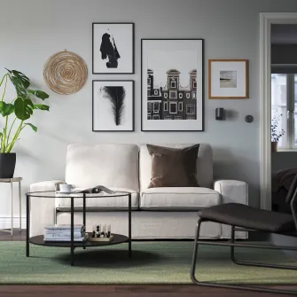 IKEA VITTSJÖ Masuta cafea, negru-maro/sticla, 75 cm