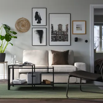 IKEA VITTSJÖ Set 2 mese, negru-maro/sticla, 90x50 cm