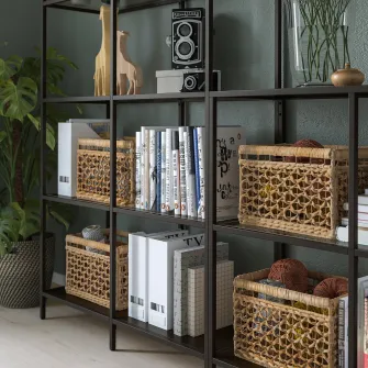IKEA VITTSJÖ Ansamblu depozitare, negru-maro/sticla, 200x36x175 cm
