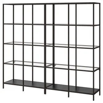 IKEA VITTSJÖ Ansamblu depozitare, negru-maro/sticla, 200x36x175 cm