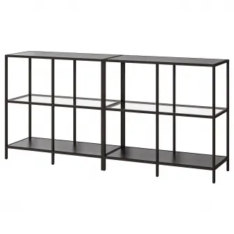 IKEA VITTSJÖ Ansamblu depozitare, negru-maro/sticla, 200x36x93 cm