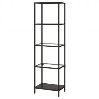 IKEA VITTSJÖ Etajera, negru-maro/sticla, 51x175 cm