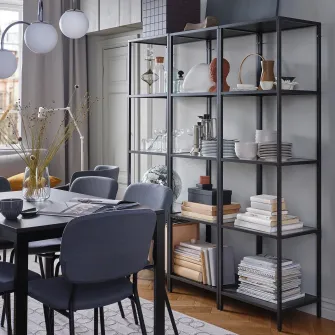 IKEA VITTSJÖ Etajera, negru-maro/sticla, 51x175 cm