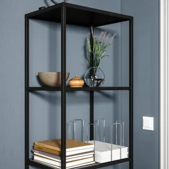 IKEA VITTSJÖ Etajera, negru-maro/sticla, 51x175 cm